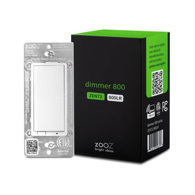 Zooz Zen72 800LR dimmer white front view showing dimming capability