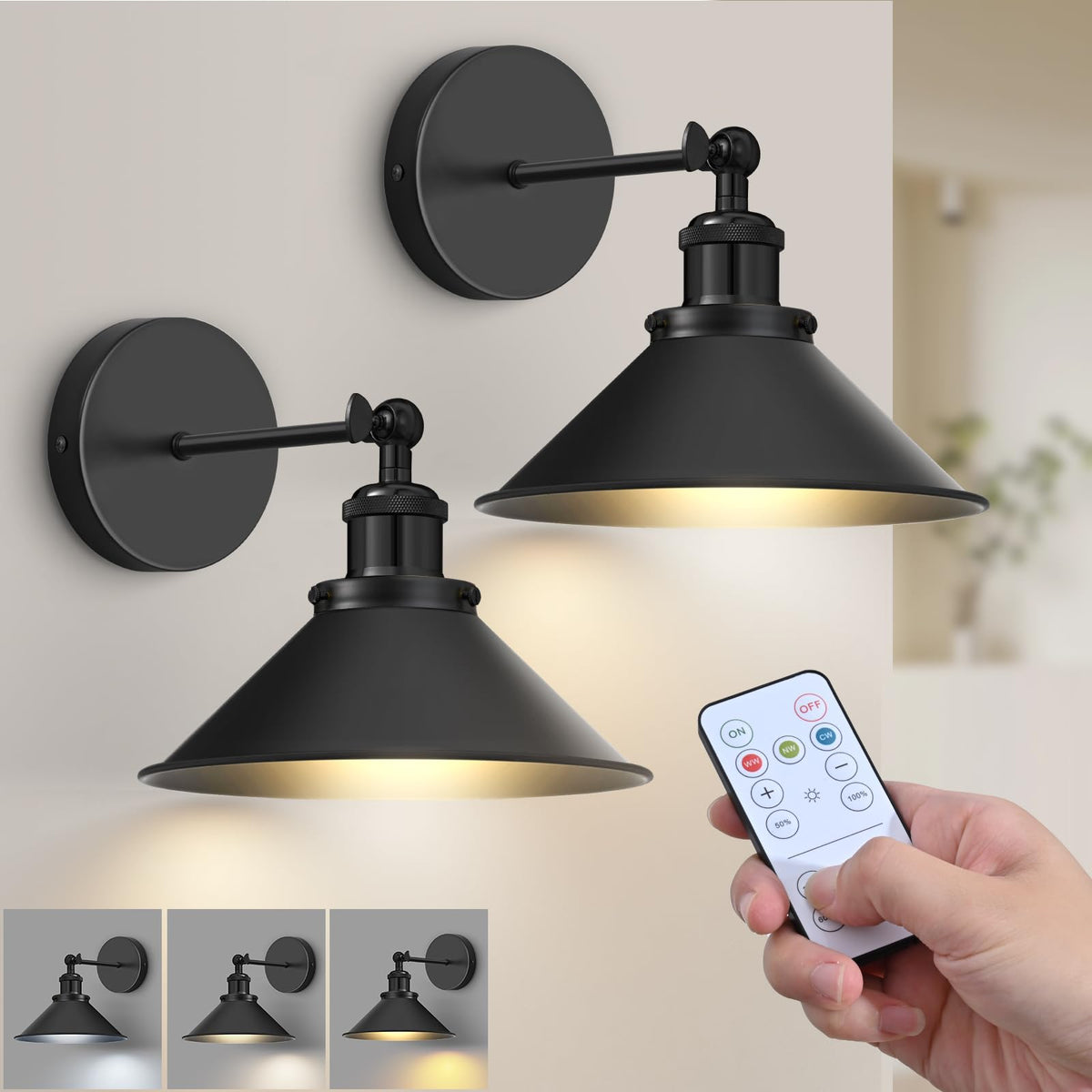 ZornLots battery wall sconce set 2 closeup wireless design for easy wall styling.
