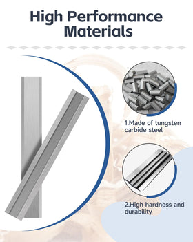 Zorqon tungsten steel carbide blades close-up highlighting hardness and durability.