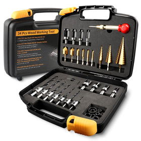 ZORUNNA 34-pcs wood drilling tools case, organized and protected for long-term use.