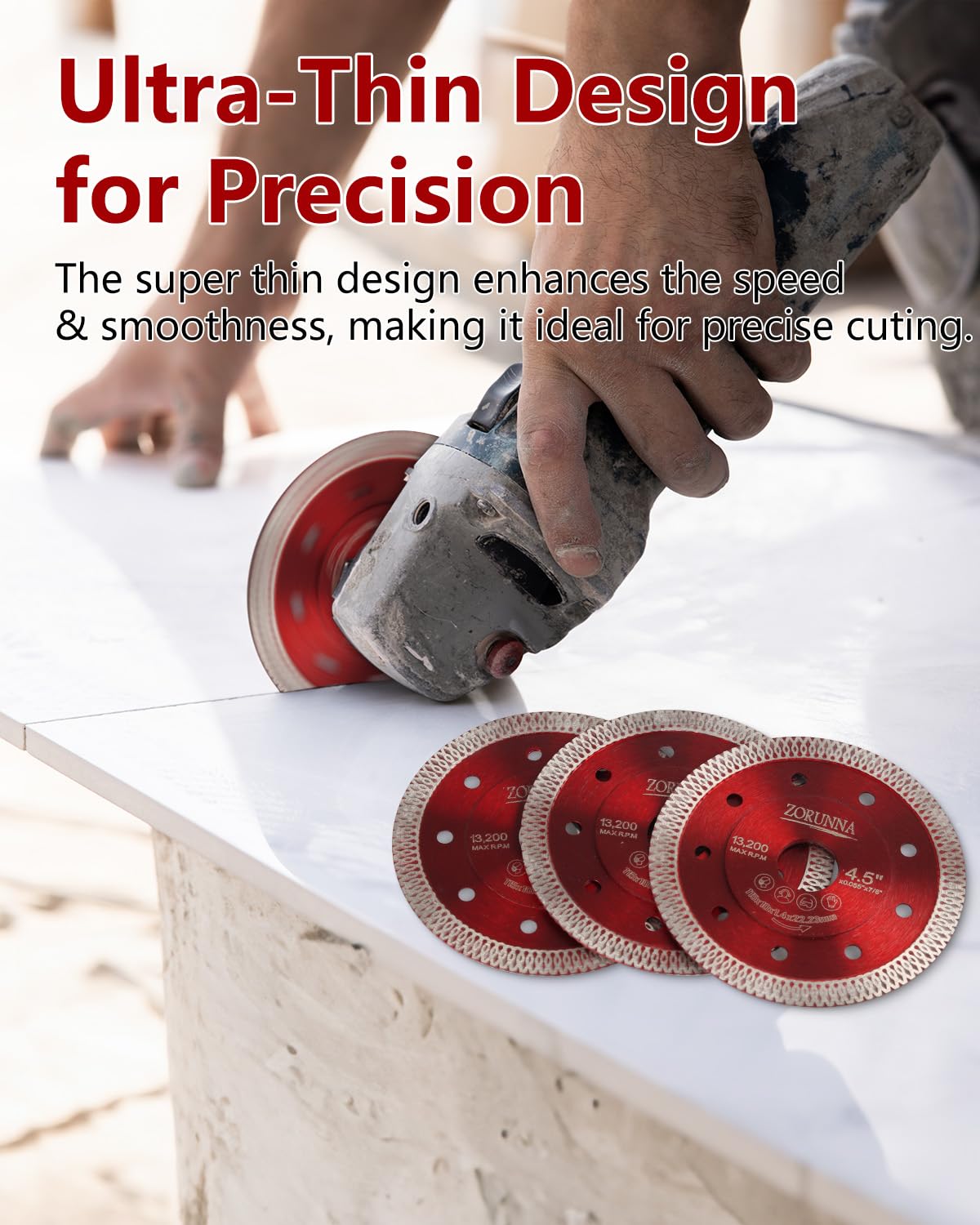 Wet-cut capability of ZORUNNA tile blade for cooler, smoother operation