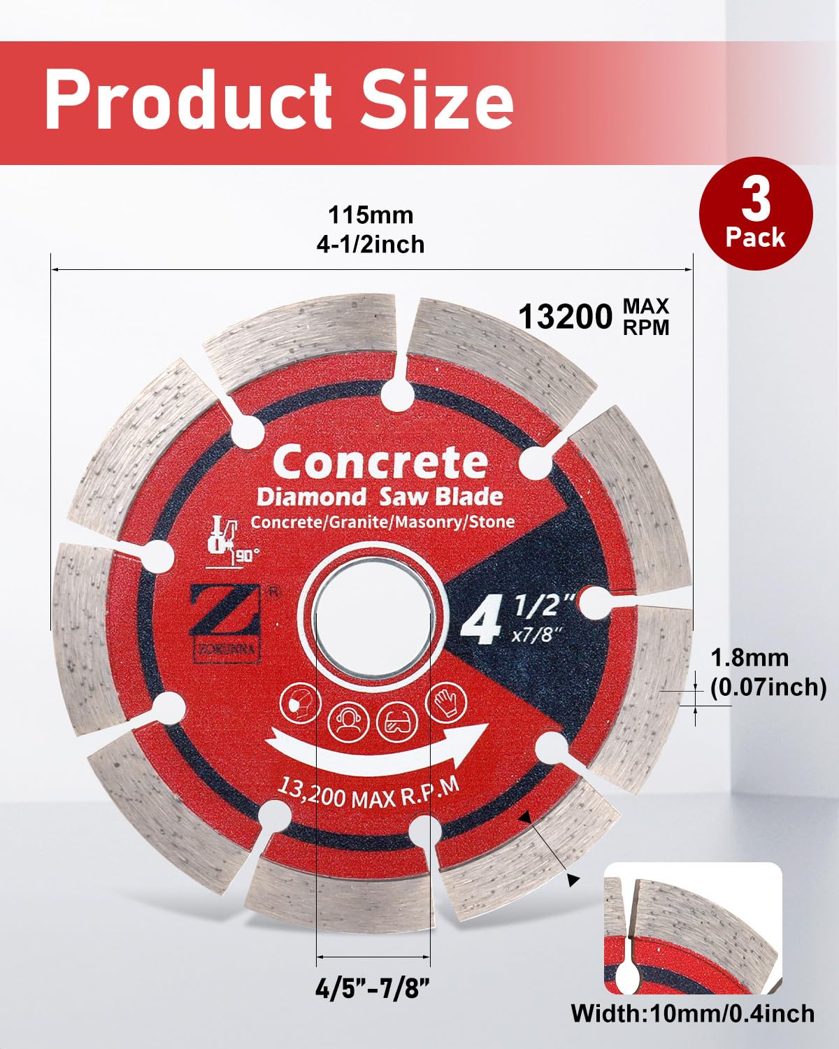 ZORUNNA 7/8 inch arbor diamond blade fits most grinders.