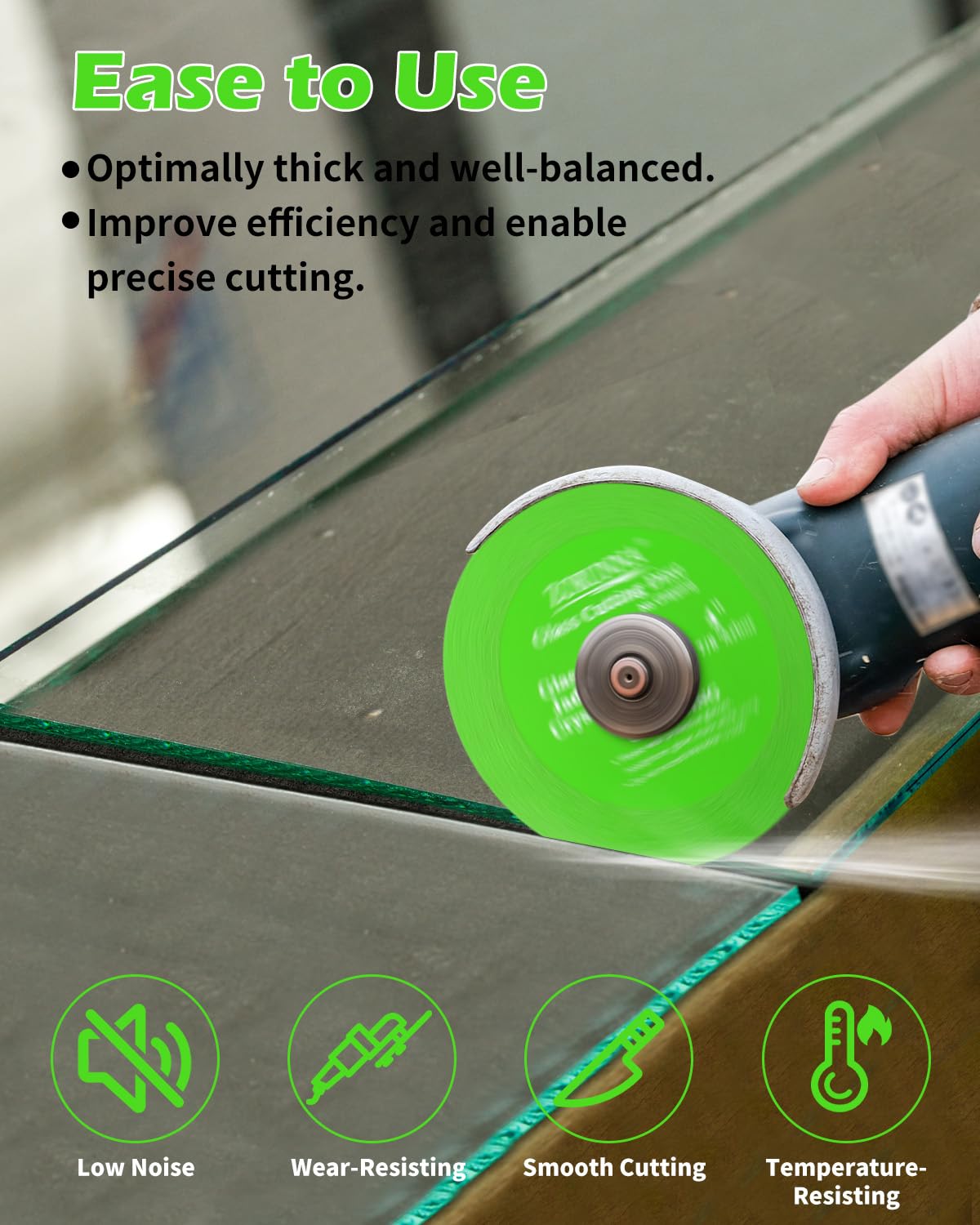 ZORUNNA 4-inch diamond blade fits angle grinders for clean glass cuts