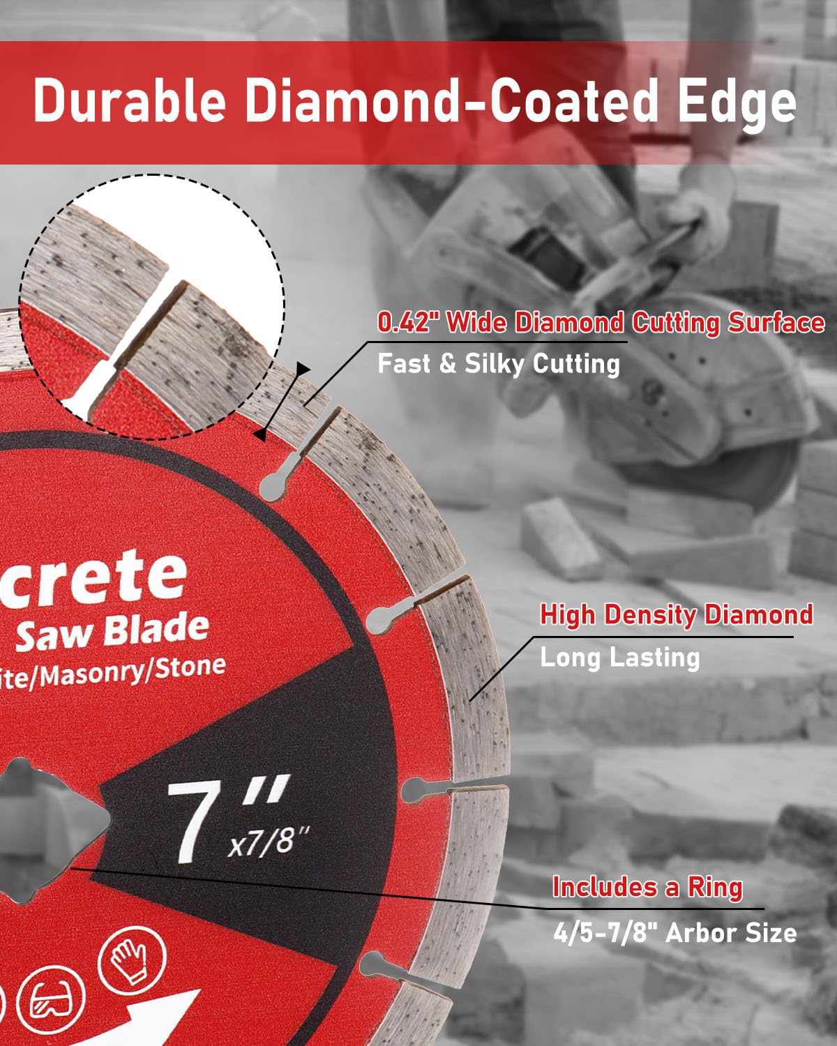 ZORUNNA blade with cooling gaps reducing heat and dust during cuts.