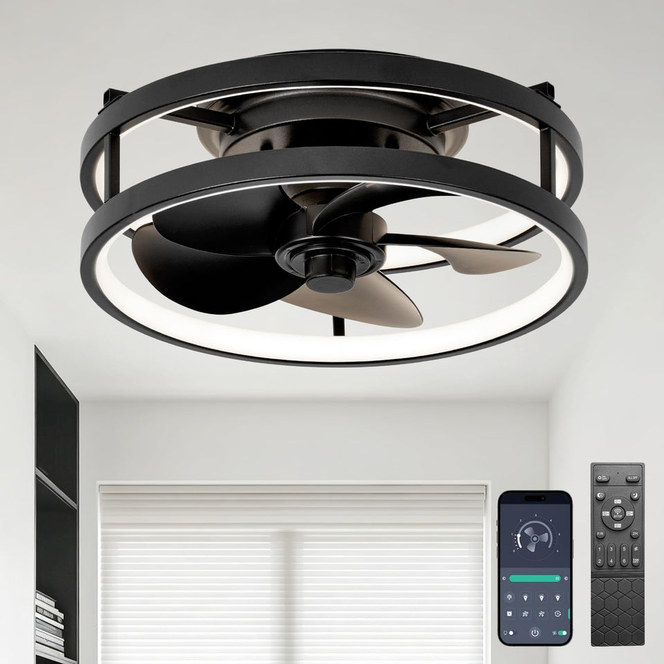 Zoruny 13-inch small ceiling fan with light and remote for quiet, focused cooling.