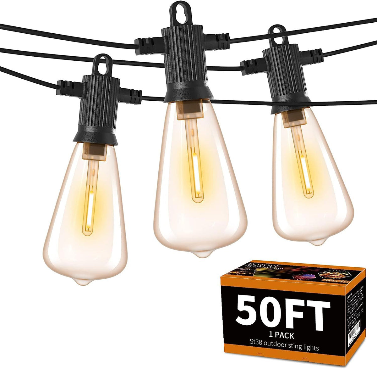 ZOTOYI outdoor string lights with 27 LED bulbs for safe, warm illumination.