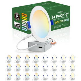 Zouzai 24-pack LED recessed light with junction box for quick ceiling installation.