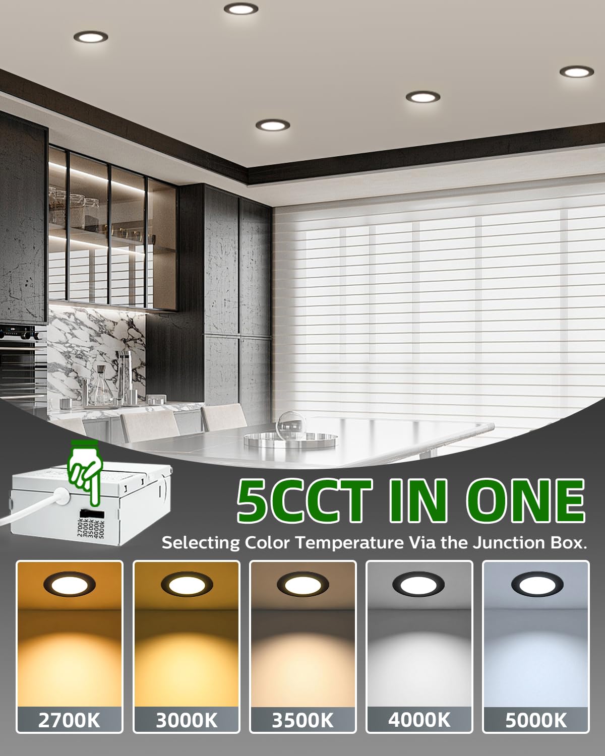 Zouzai 24-pack 6-inch LED recessed light installed in ceiling with junction box