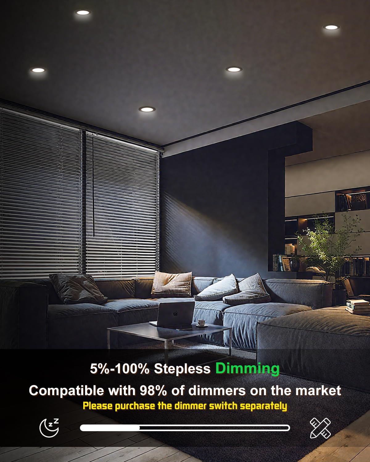 Zouzai 24-pack 6-inch LED recessed light IC-rated for insulation contact