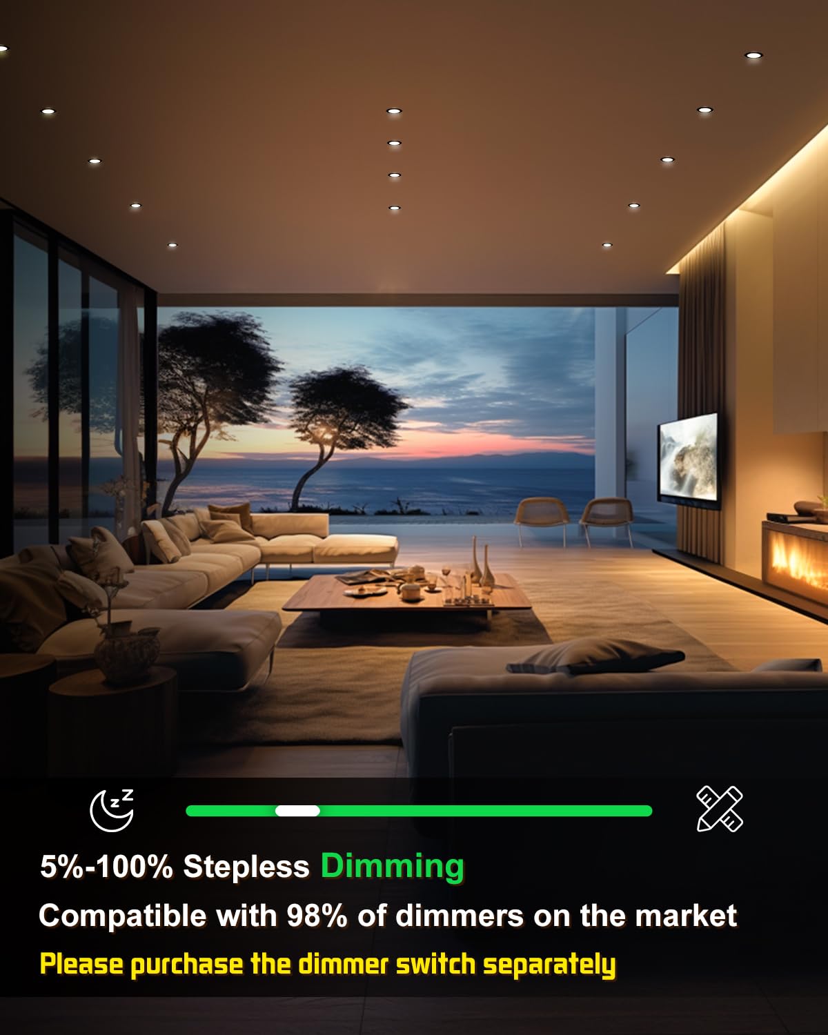 Zouzai LED can light with dimming range for customized ambiance.