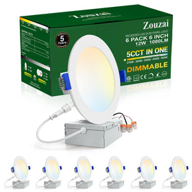 Zouzai 6-inch LED ceiling light with J-box for easy retrofit