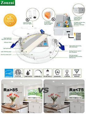 Zouzai dimmable 4-inch LED provides smooth brightness control.