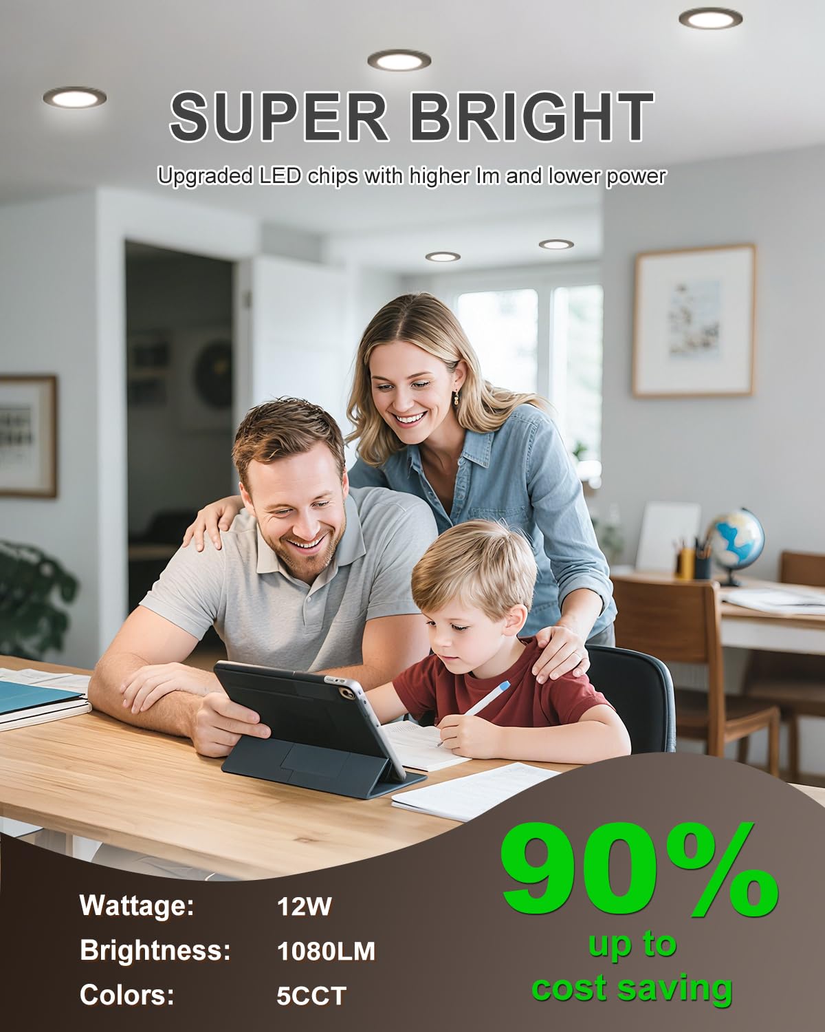 zouzai dimmable 12W LED can light with smooth brightness control