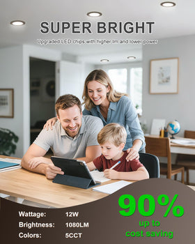 zouzai dimmable 12W LED can light with smooth brightness control