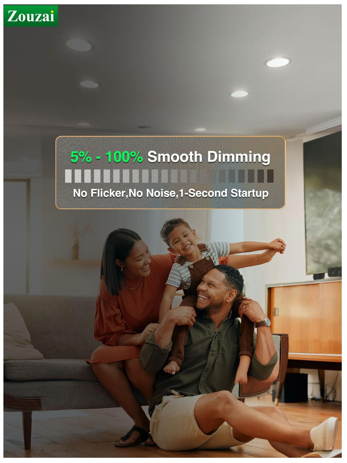 Zouzai dimmable recessed light with smooth brightness control