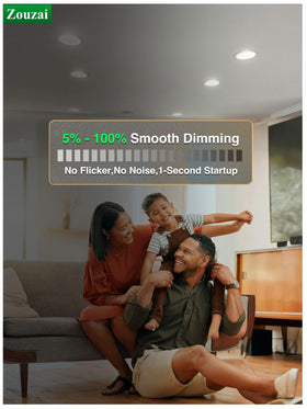 Zouzai dimmable recessed light with smooth brightness control