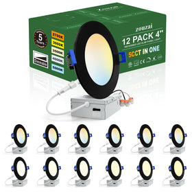 Zouzai 4-inch black LED recessed light front view for sleek ceiling installations.