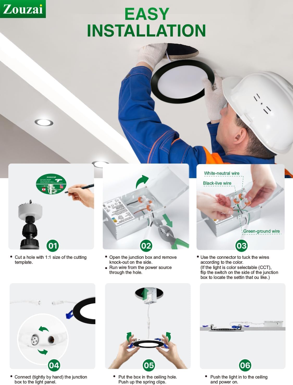 zouzai slim 6-inch design for easy retrofit and a clean look