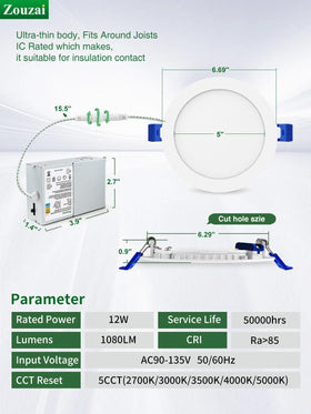Zouzai ultra-thin canless LED downlight fits tight ceiling spaces.