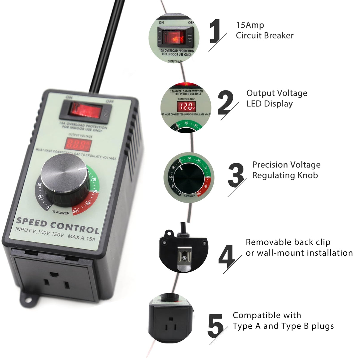 ZOWZEA AC motor controller overload protection automatically cuts power for safety.
