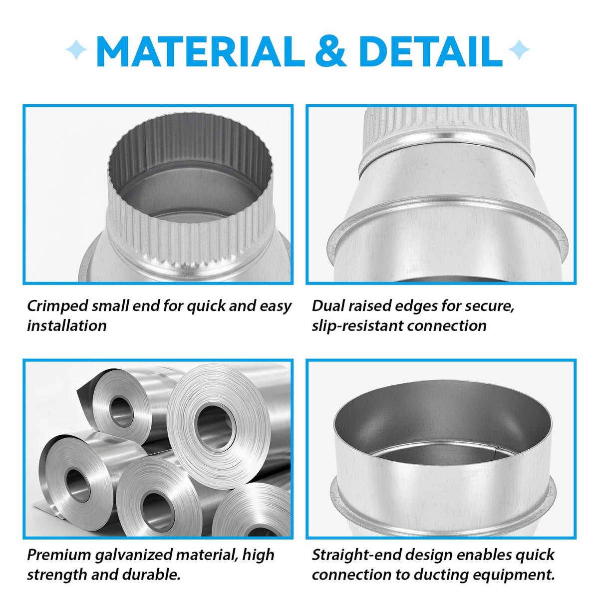 ZOWZEA galvanized steel reducer offers durable HVAC performance