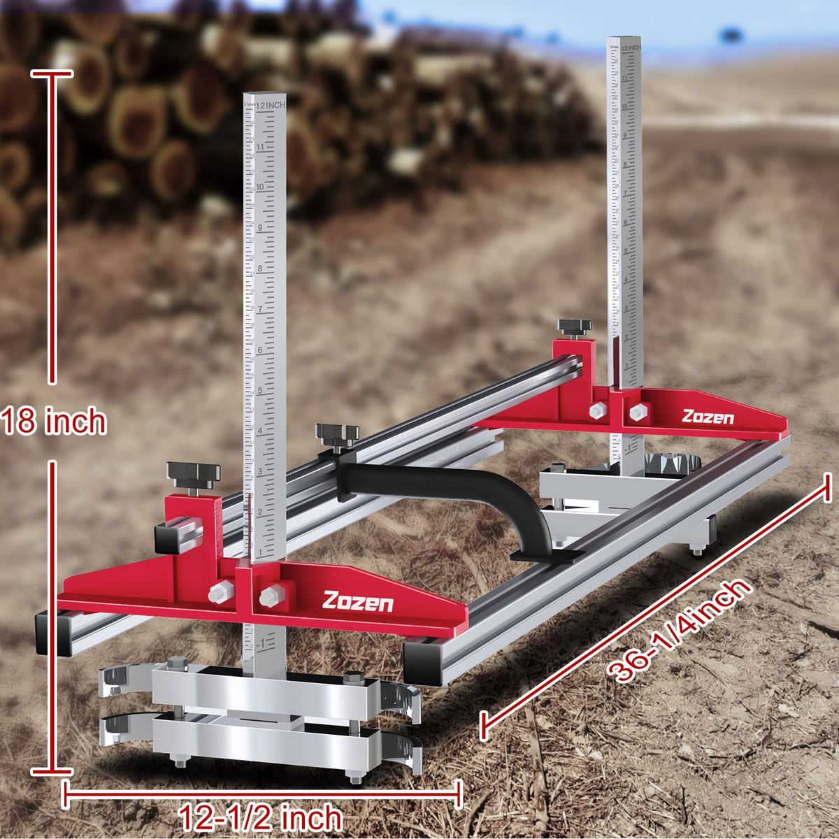 Zozen Chainsaw Mill with adjustable height and width for precise slabs.