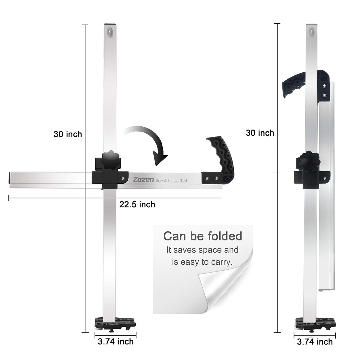 Zozen drywall cutting tool with blade storage for ready spare blades.