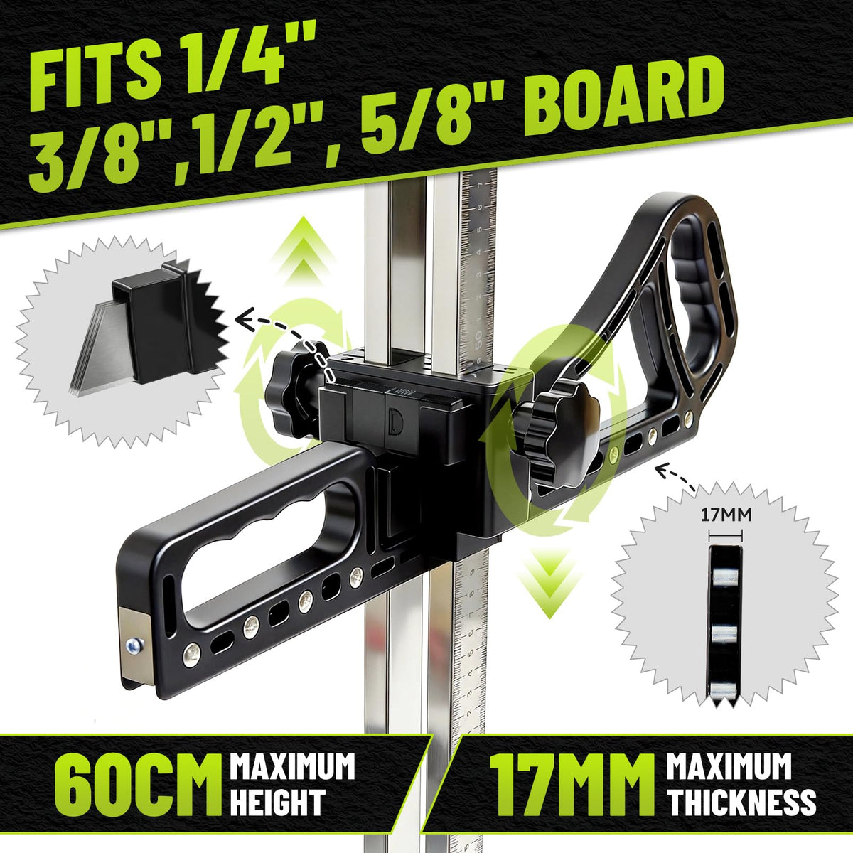 Zozen drywall cutting tool dual-scale for quick metric and imperial readings.