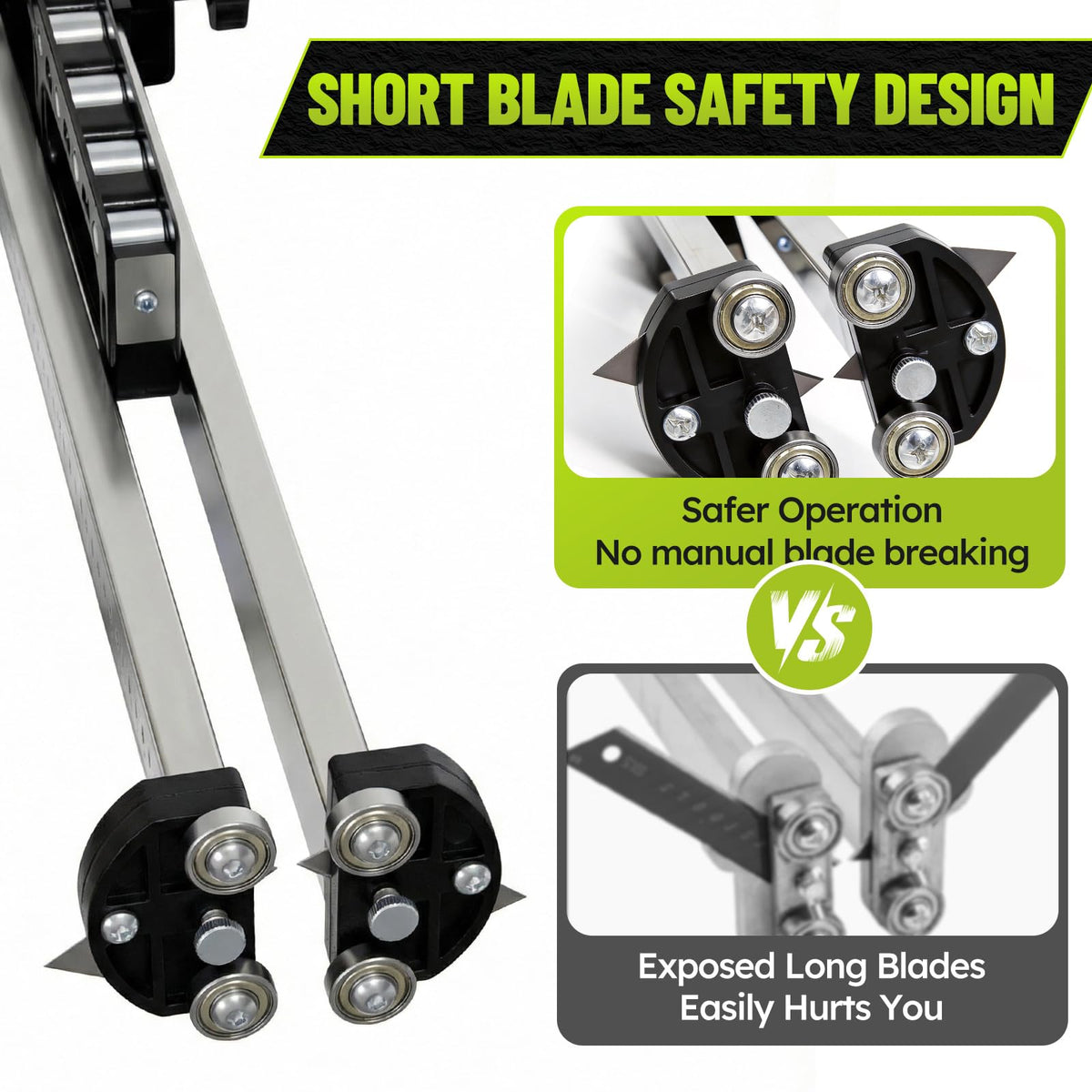 Zozen drywall cutting tool highlighting safety blades for controlled cutting.
