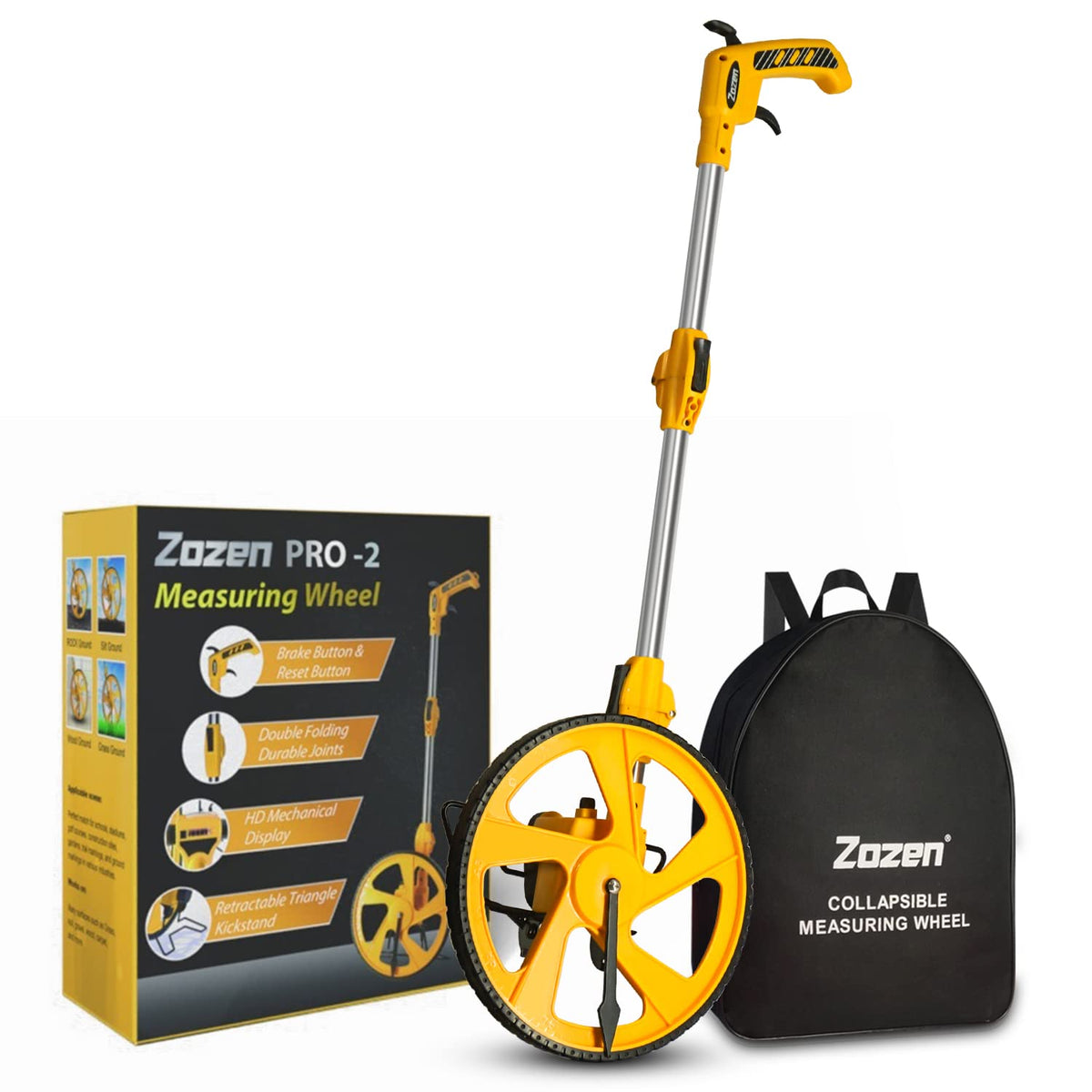 Zozen measure wheel with handle brake for precise on-site measurements