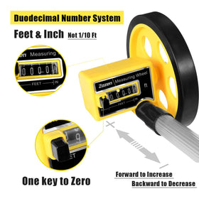 Zozen measuring wheel with duodecimal readout for quick readings