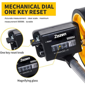 Extendable length on Zozen Measuring Wheel for versatile on-site measurements.
