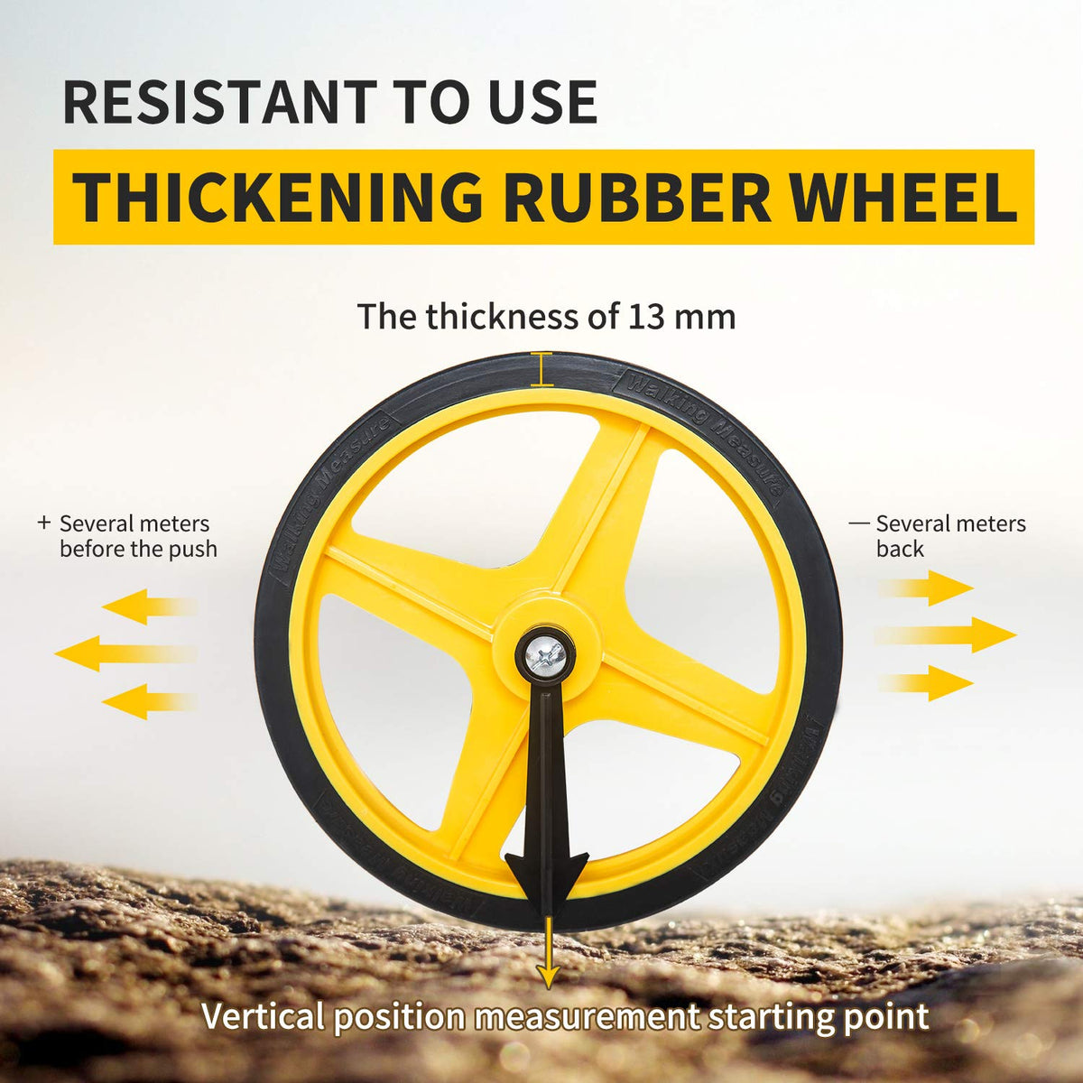 Lightweight ergonomic handle on Zozen Measuring Wheel for comfortable use.