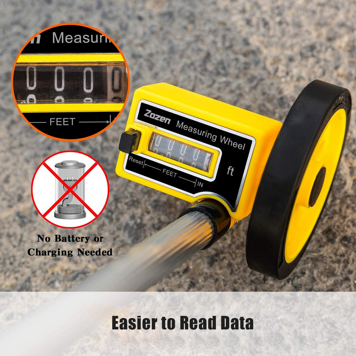 Zozen measuring wheel one key reset speeds repeated tasks