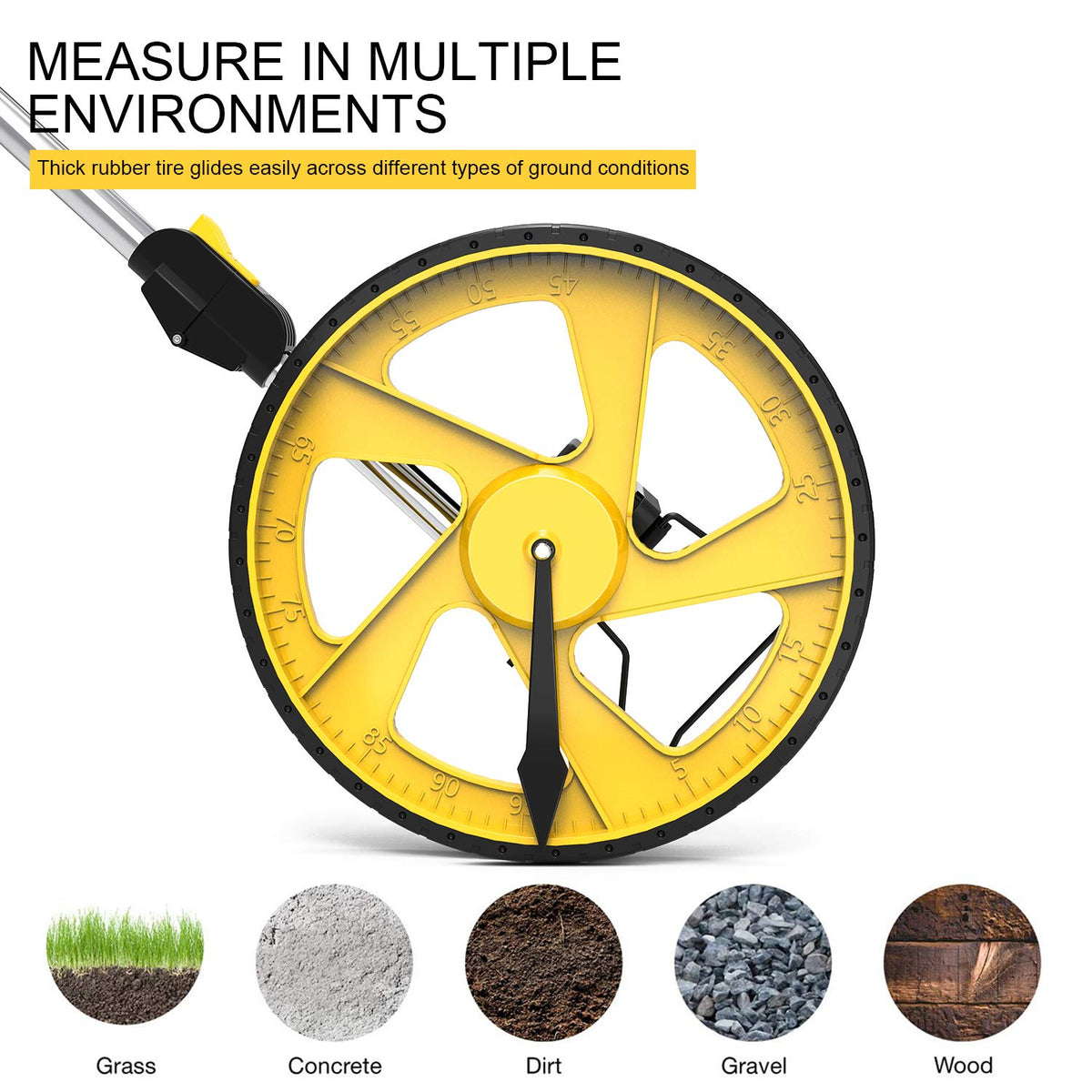 Zozen measuring wheel showing the one-key reset for easy recalibration.