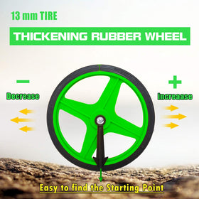 Zozen measuring wheel with telescopic pole extended for hard-to-reach measurements on uneven terrain.