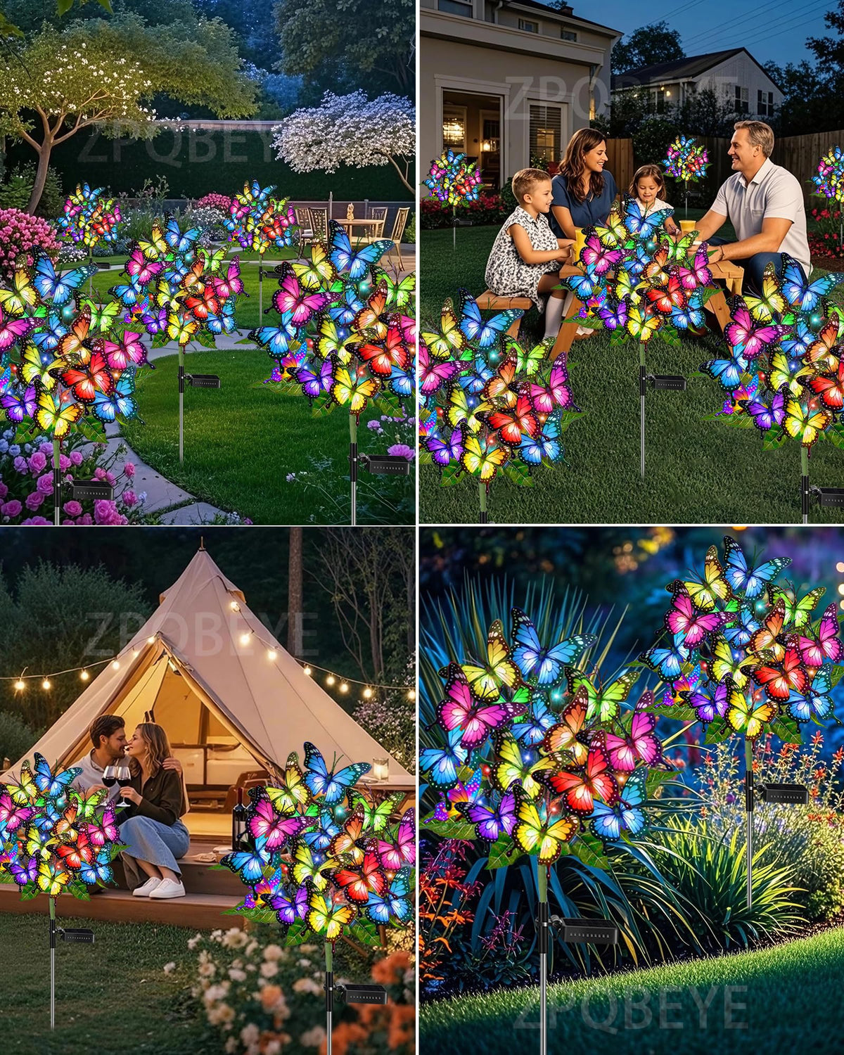 ZPQBEYE 86-LED butterfly fairy lights create vivid evening ambience.