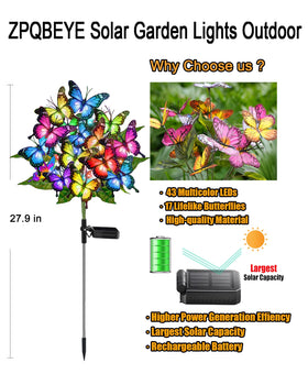 ZPQBEYE butterfly garden stake lights auto-on at night for safe yard lighting.