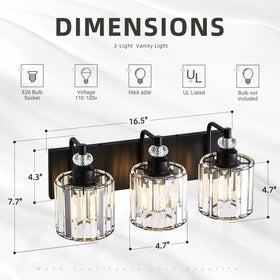 Zqoyn dimmable bathroom light with crystal shades for ambience.
