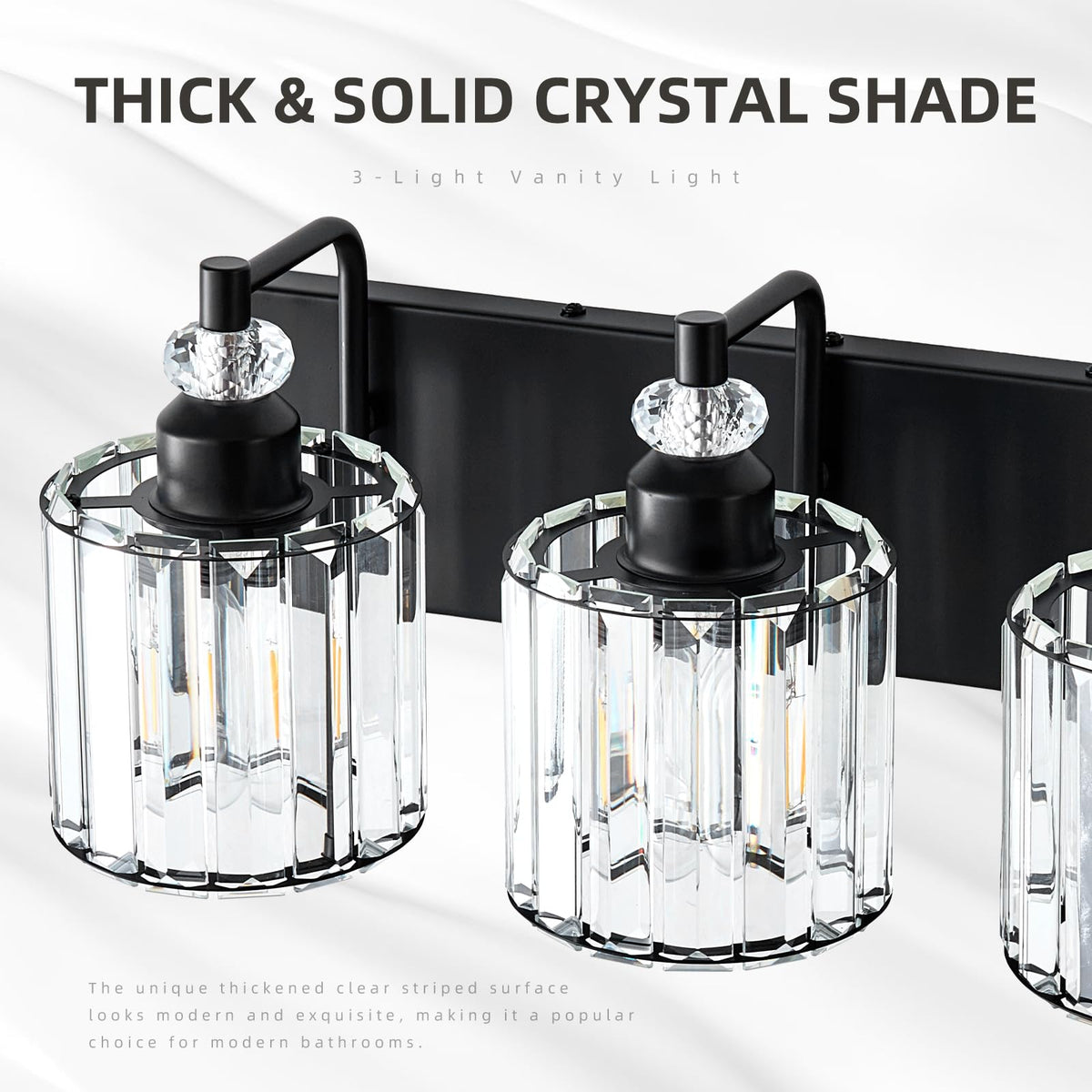 Zqoyn modern wall sconce with crystal reflections and black finish.