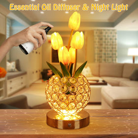 ZQPBLED crystal flower bedside lamp displaying 3-color options