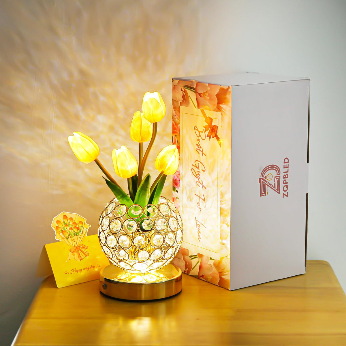 ZQPBLED elegant gilt crystal base lamp adds vintage charm