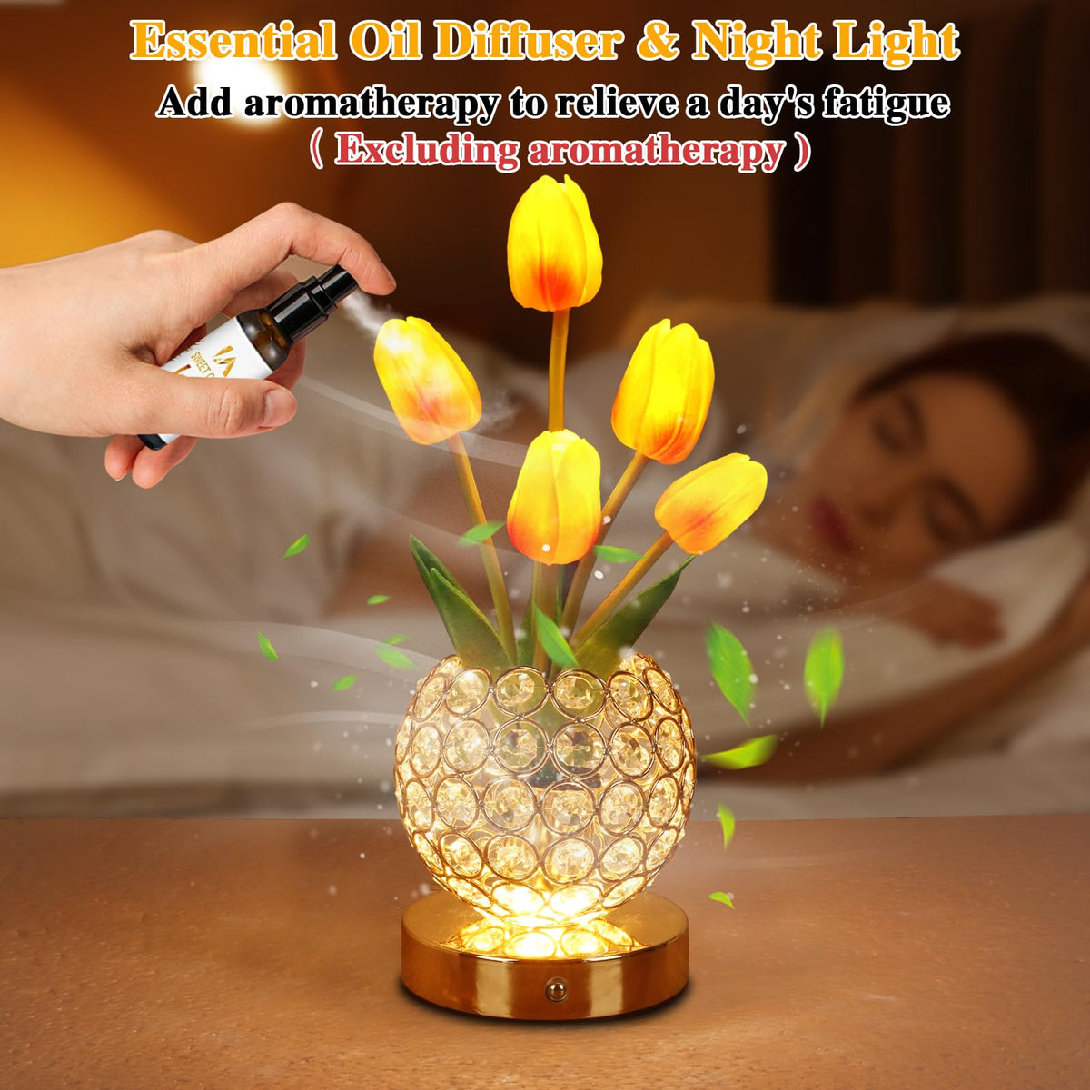 ZQPBLED pink tulip lamp highlights versatile bedroom decor and soft lighting.