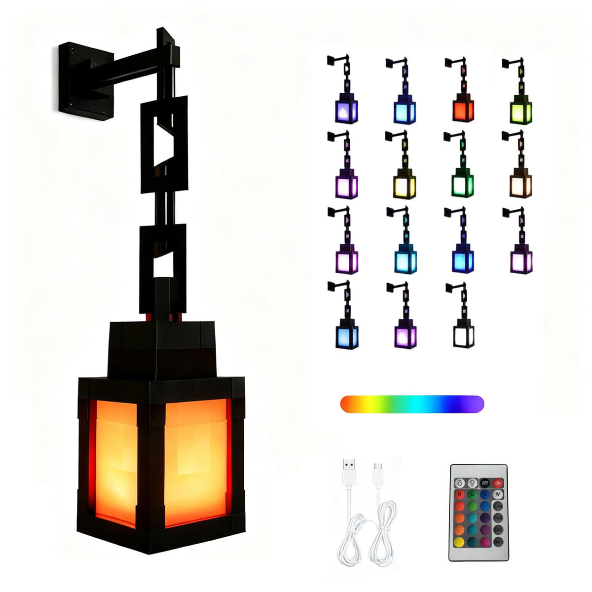 ZQSLKI Pixel Lantern Night Light with remote for easy color customization.