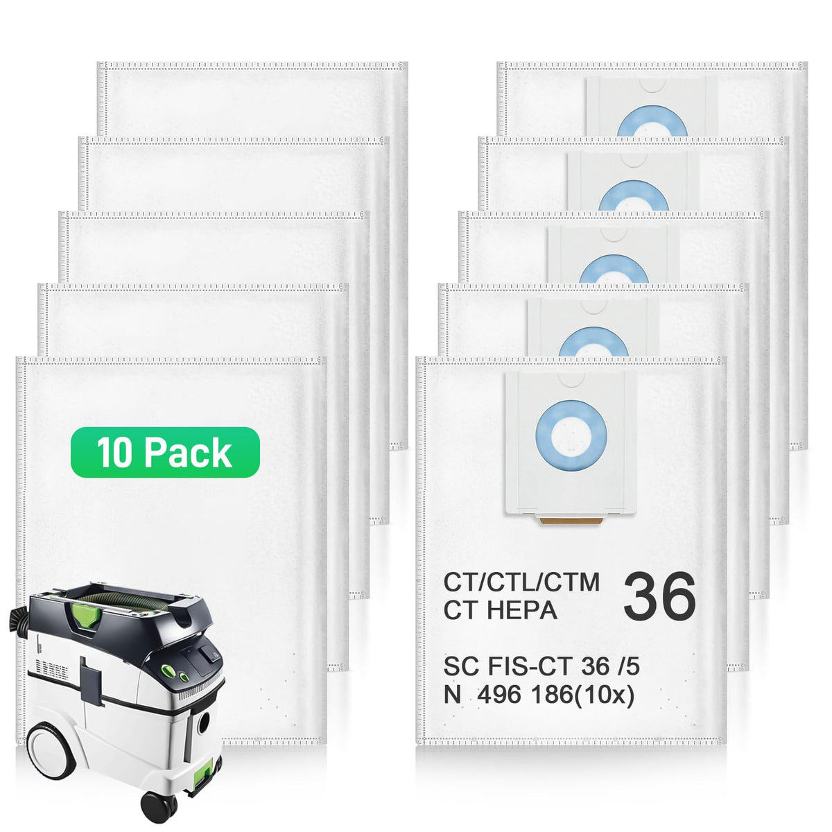 ZQZiQi Festool CT36 bag closeup with secure neck seal and durable construction.