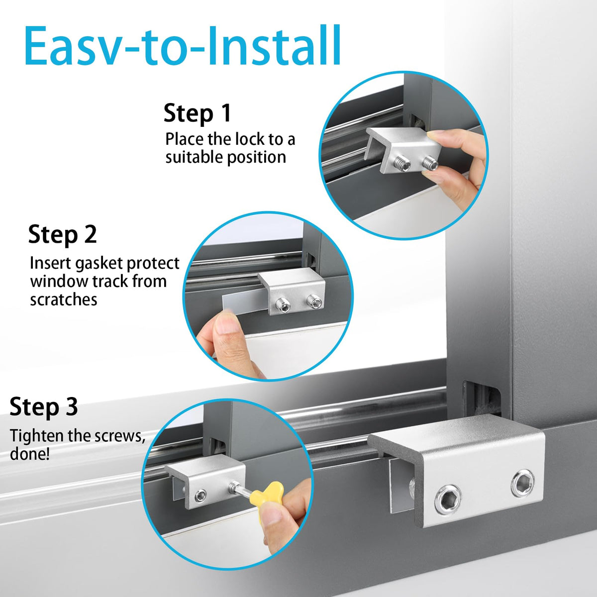 ZRFCXE lightweight steel construction and silver finish on a sliding window lock.