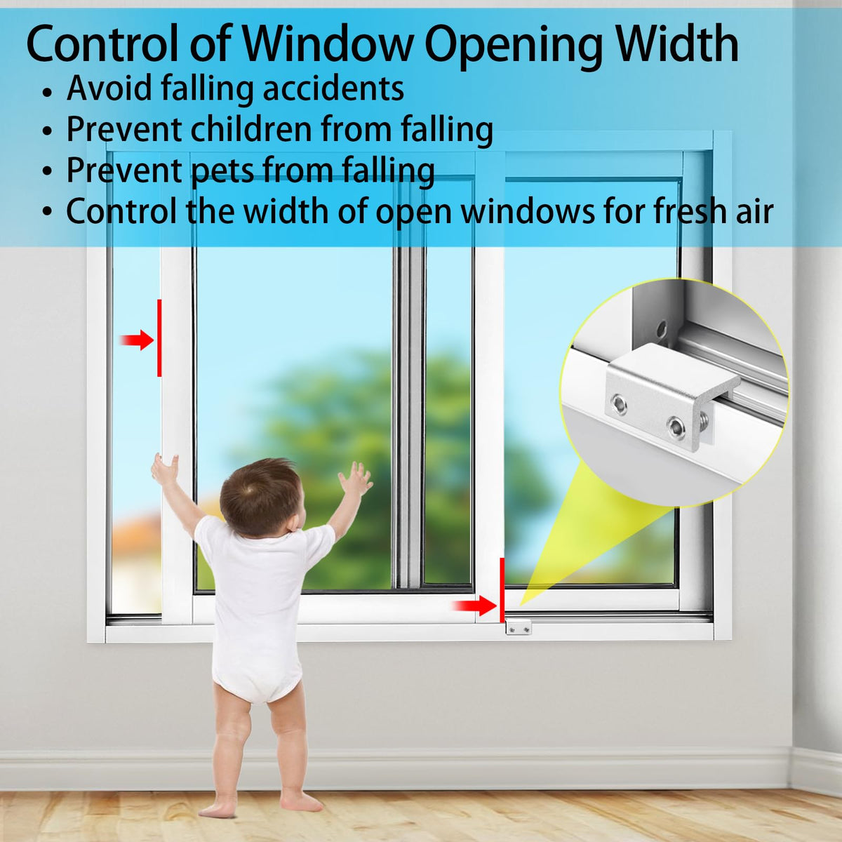 ZRFCXE window locks installed on track demonstrate secure mid-track locking in action.