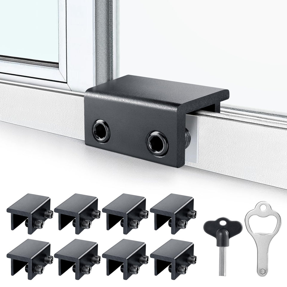 ZRFCXE 8-pack window locks main view on track for secure sliding windows