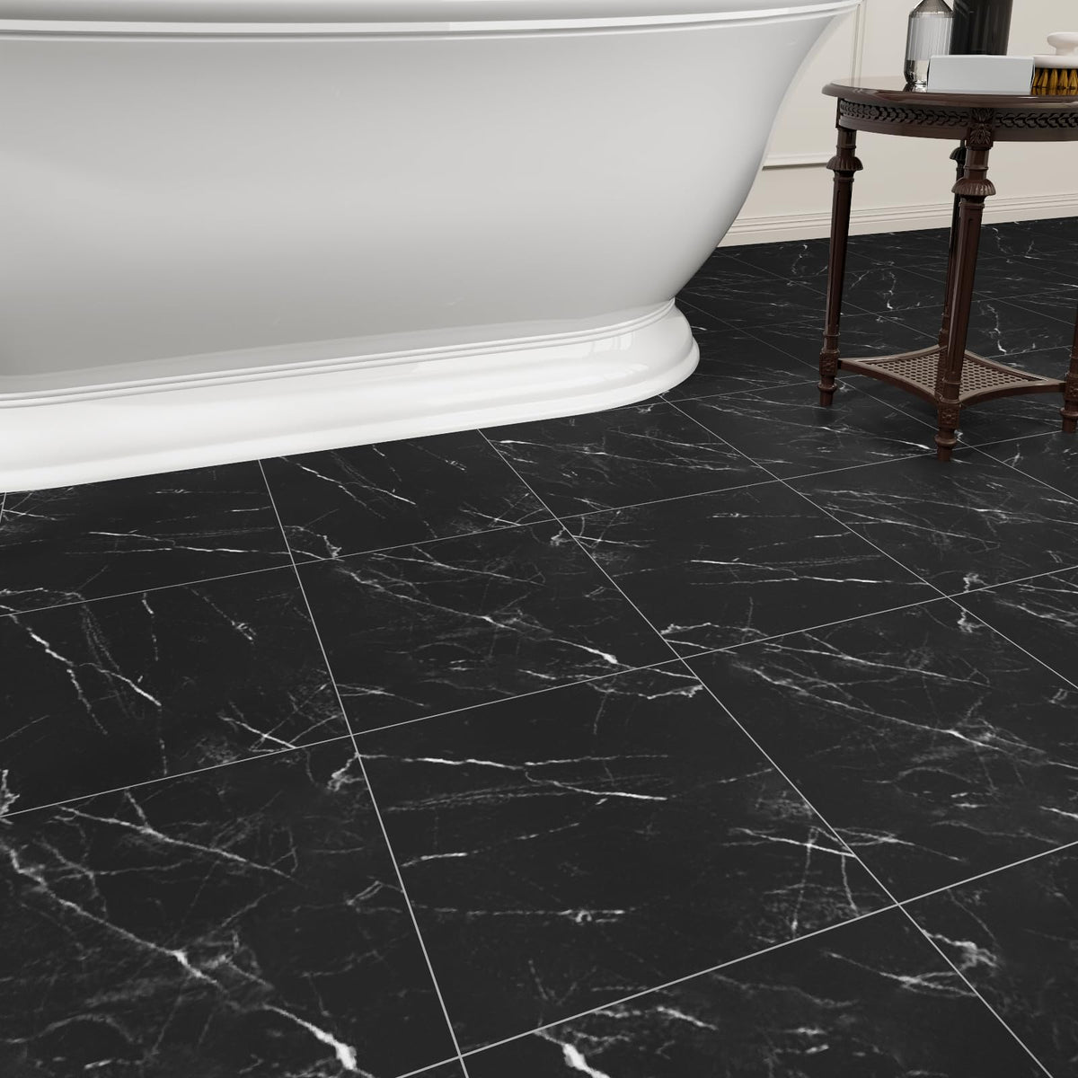 ZRJT Black Vein Marble 12x12 tile with realistic texture and premium look.