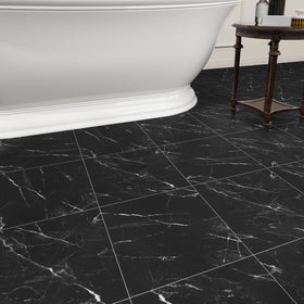 ZRJT Black Vein Marble 12x12 tile with realistic texture and premium look.
